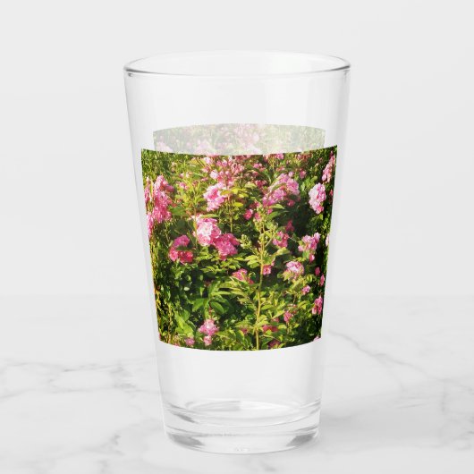 Roze rozen in het bloedbad glas (Achterkant)