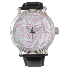 Roze rozen in lijnkunst horloge