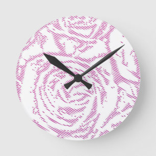 Roze rozen in lijnkunst ronde klok
