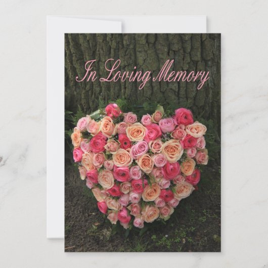 Roze rozen in Loving Memory Memorial Service (Voorkant)