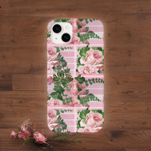  roze rozen in roze gradiënt grafisch patroon Case-Mate iPhone case