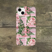  roze rozen in roze gradiënt grafisch patroon Case-Mate iPhone case