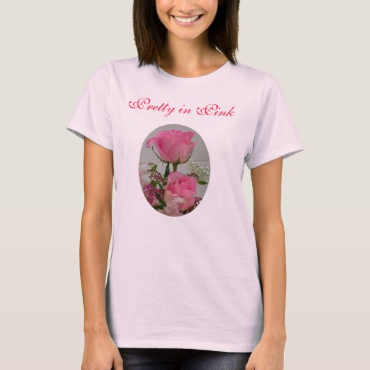 Roze rozen,  in roze t-shirt (Voorkant)