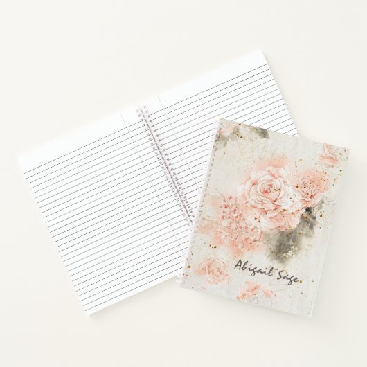 Roze Rozen "In Zijn tegenwoordigheid" Bijbelvers Notitieboek (Binnen)