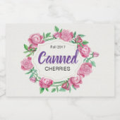 Roze rozen ingeblikte perziken voedselcontainer etiket (Enkel label)