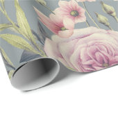 roze rozen inpakpapier (Rol Hoek)