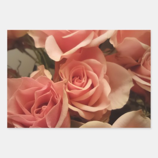 Roze Rozen Inpakpapier Vel (Voorkant)