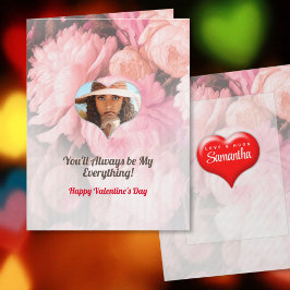 Roze Rozen & Inzet Foto Hart Valentijns Kaart