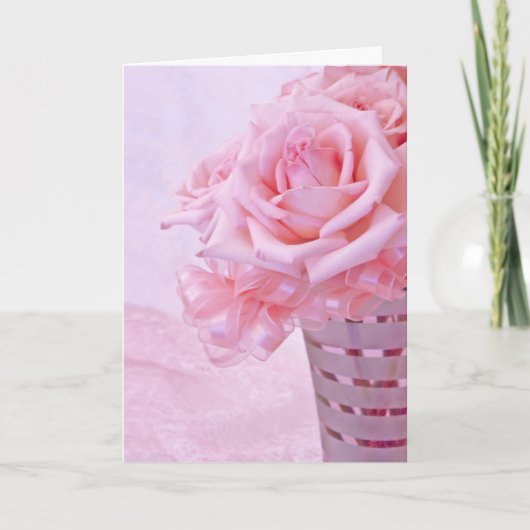 Roze rozen IV Feestdagen Kaart (Voorkant)