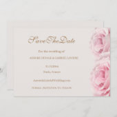 Roze Rozen Ivoor Goud Sla de Datum Op Trouwkaart Kaart (Voorkant / Achterkant)