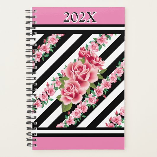 Roze rozen jaarlijks aanpassen planner (Voorkant)