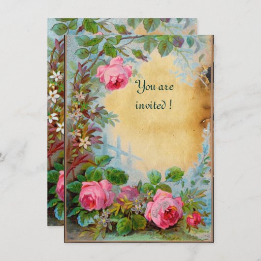 ROZE ROZEN & JASMIJN perkament Kaart (Voorkant / Achterkant)