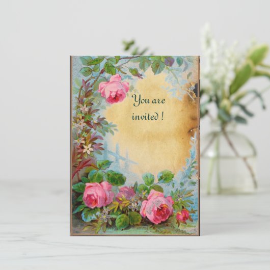 ROZE ROZEN & JASMIJN perkament Kaart (Staand voorkant)