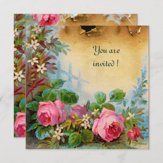 ROZE ROZEN & JASMIJN perkament roze groen Kaart (Voorkant / Achterkant)