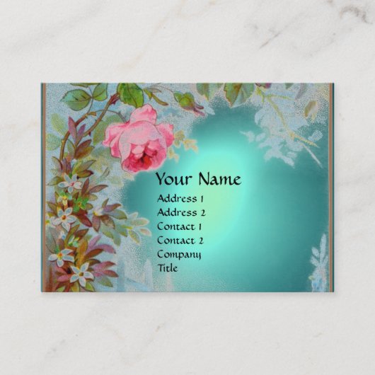 ROZE ROZEN & JASMIJNEN MONOGRAM EDELSTEEN blauwgro Visitekaartje (Voorkant)