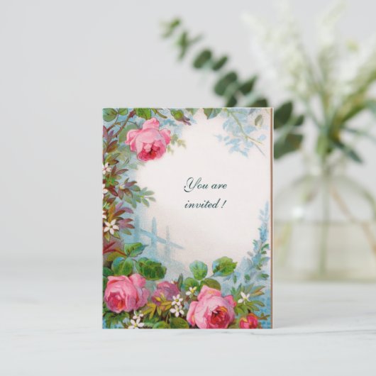 ROZE ROZEN & JASMIJNEN witte champagne metaalglans Kaart (Staand voorkant)