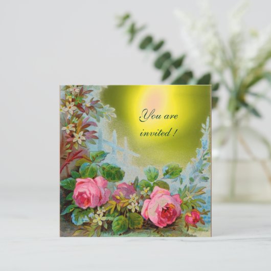 ROZE ROZEN & JASMINES , Gele Edelsteen Kaart (Staand voorkant)