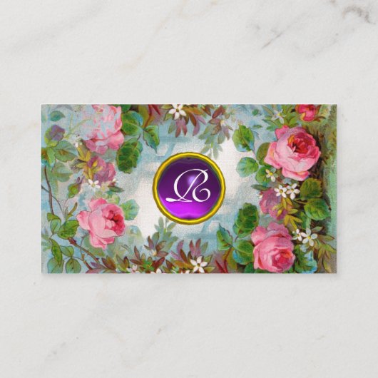 ROZE ROZEN & JASMINES MONOGRAM PAARSE EDELSTEEN Bl Visitekaartje (Achterkant)