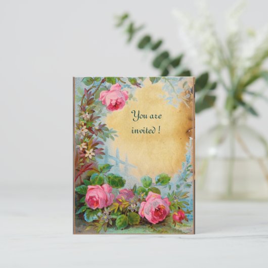 ROZE ROZEN & JASMINES perkament Kaart (Staand voorkant)