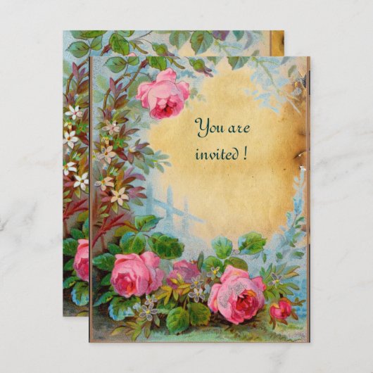 ROZE ROZEN & JASMINES perkament Kaart (Voorkant / Achterkant)