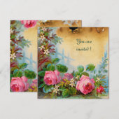 ROZE ROZEN & JASMINES perkament roze groen Kaart (Voorkant / Achterkant)