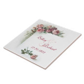 Roze rozen jubileum tegel tegeltje (Zijkant)