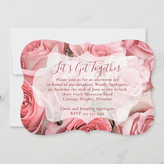 Roze rozen kaart (Voorkant)