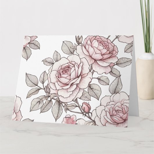 Roze rozen kaart (Achterkant)