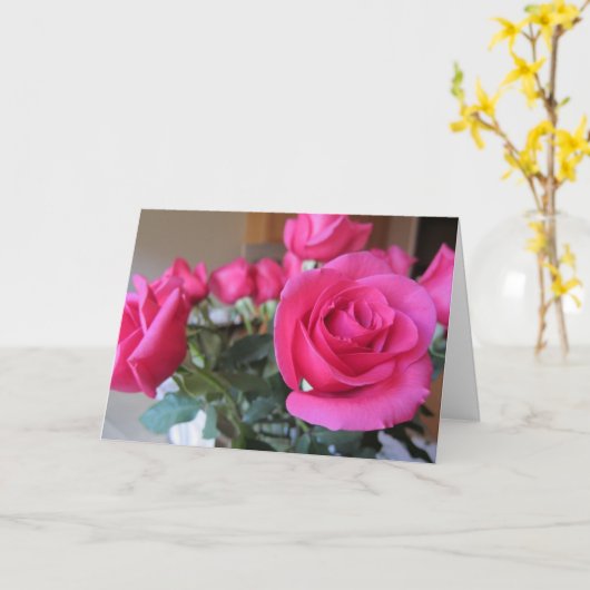 Roze rozen kaart (Gele Bloem)