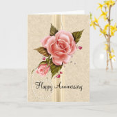 Roze Rozen Kaart (Gele Bloem)