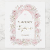roze rozen kader Doop Wijn Etiket (Enkel label)