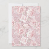 Roze Rozen, Kant en Parels Bruiloft Kaart (Achterkant)