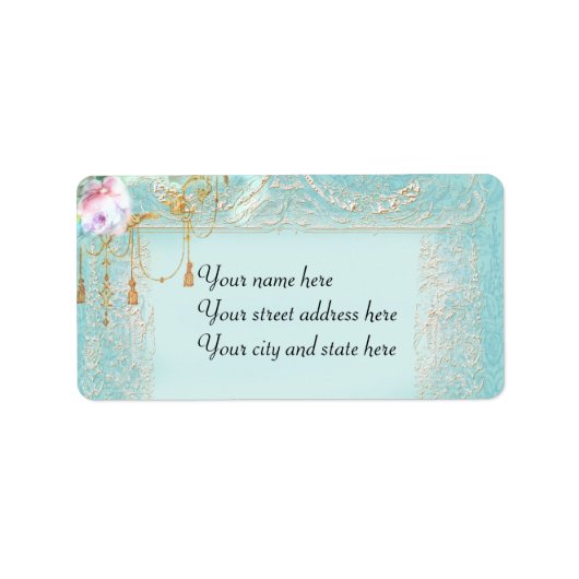 Roze Rozen & Kant Etiket (Voorkant)