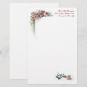 Roze rozen kantoorbenodigdheden briefpapier (Voorkant / Achterkant)