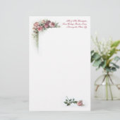 Roze rozen kantoorbenodigdheden briefpapier (Staand voorkant)