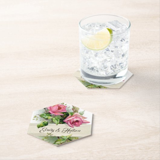  roze Rozen Kartonnen Onderzetters (Insitu)