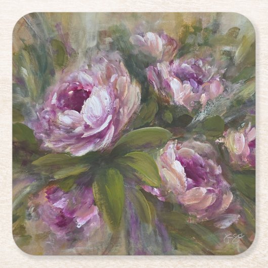 Roze Rozen Kartonnen Onderzetters (Voorkant)