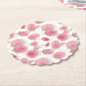 Roze rozen kartonnen onderzetters (Gekanteld)