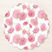 Roze rozen kartonnen onderzetters (Voorkant)