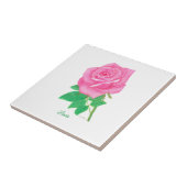 Roze rozen keramiek tegel met tekst tegeltje (Zijkant)