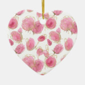 Roze rozen keramisch ornament (Voorkant)