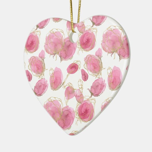 Roze rozen keramisch ornament (Links)