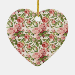   roze rozen keramisch ornament
