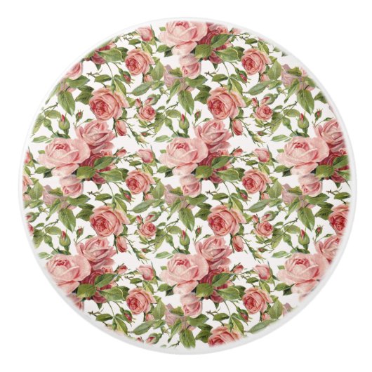 roze rozen keramische knop (Voorkant)