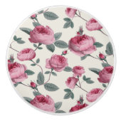 Roze rozen keramische knop (Voorkant)