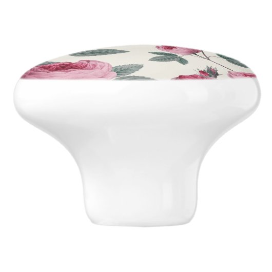 Roze rozen keramische knop (Zijkant)