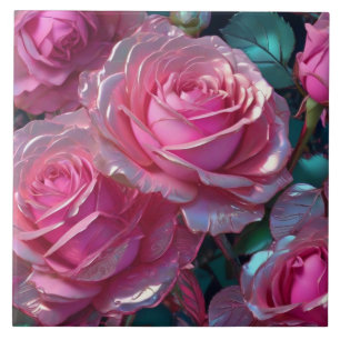 Roze Rozen Keramische Tegel Tegeltje