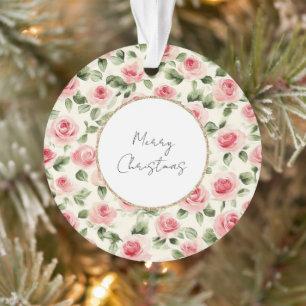 roze rozen kerst ornament