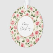  roze rozen kerst ornament (voorkant)