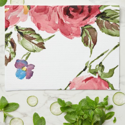 Roze Rozen  keukenhanddoek (Gevouwen)